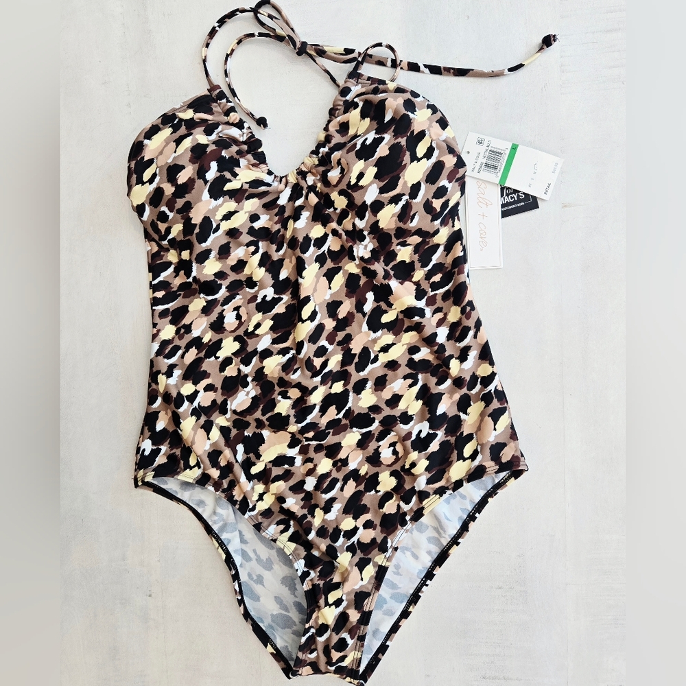 Salt + Cove One Piece Swimsuit, Multicolor Neutrals, Size Large, NWT